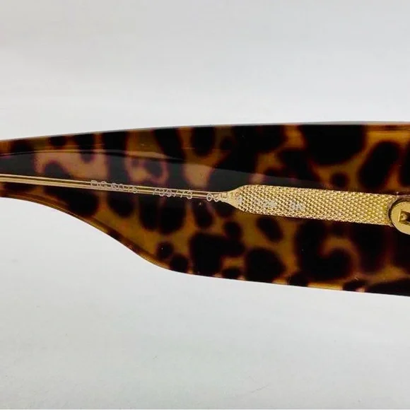 Dolce & Gabbana Leopard Oversized Sunglasses Gold Temple Made Italy w/ Case - Picture 9 of 11